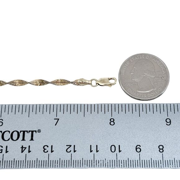 Vintage Italy Sterling Silver 925 3.3mm Twisted Bracelet 8" - Picture 2 of 5